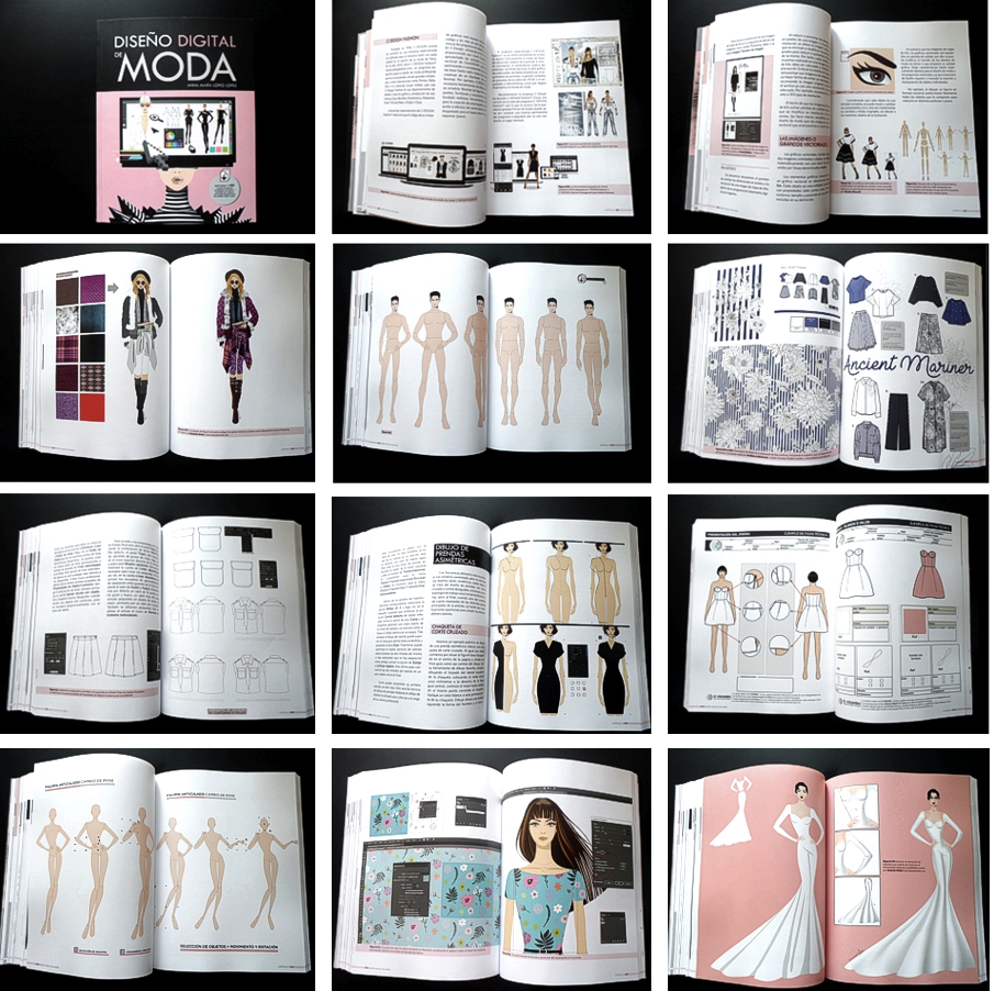 Ejemplos de páginas interiores del libro Diseño Digital de MODA